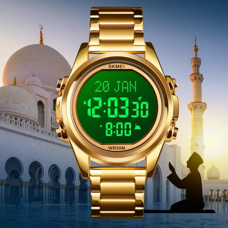 Bilek saatleri Skmei 1667 Müslüman Saat Qibla Zaman Hatırlatma NMANE Ekran Pusula Pusula Ayı Günü İslami Çocuklar İçin Bilek saati RAM271S