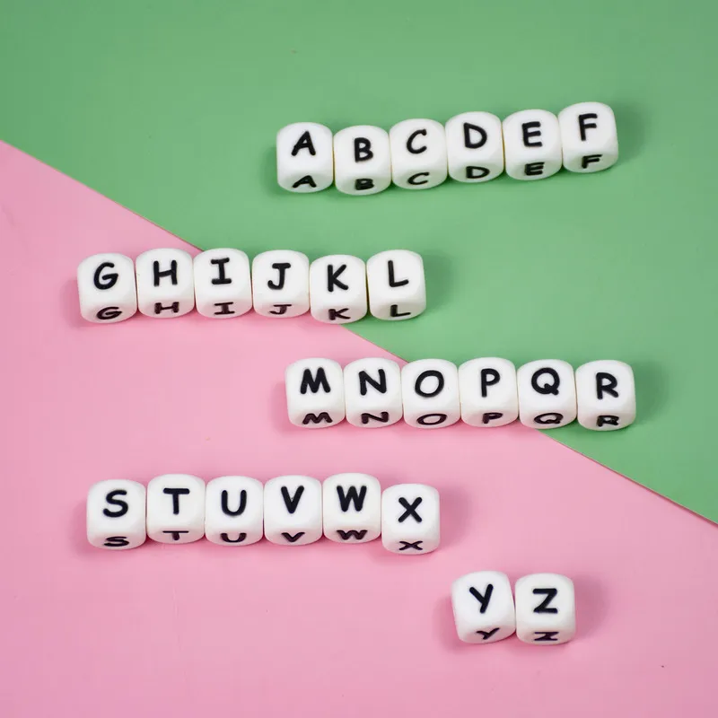 12 mm 's siliconen letters kralen Engelse alfabet babyt expel voor gepersonaliseerde naam diy fopspeen ketting clip speelgoed 220507
