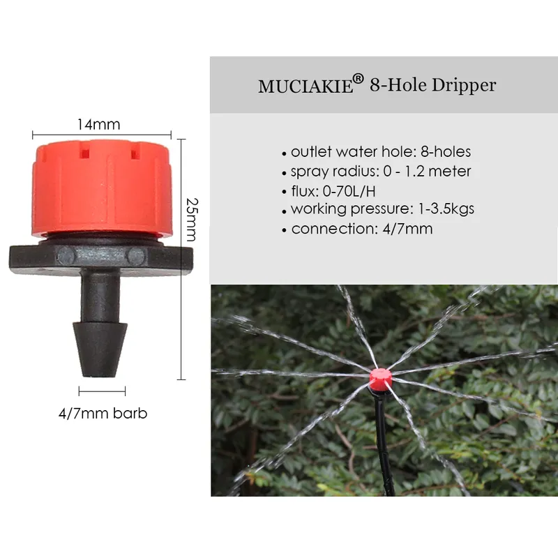 Muciaakie 25M Garden Micro Irrigation Комплекты Drip Drip Musting Wapering System Автоматическое регулируемое наборы распылителя Dripper 220813