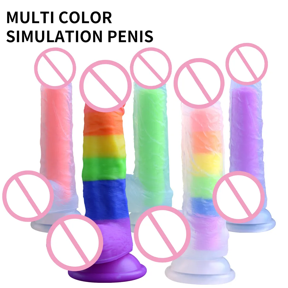 Beauty Items Colorful Penis Crystal Liquid silicone Dildos Women's Masturbation Anal sexy Toys Big Realistic Suction Cup Dick adult