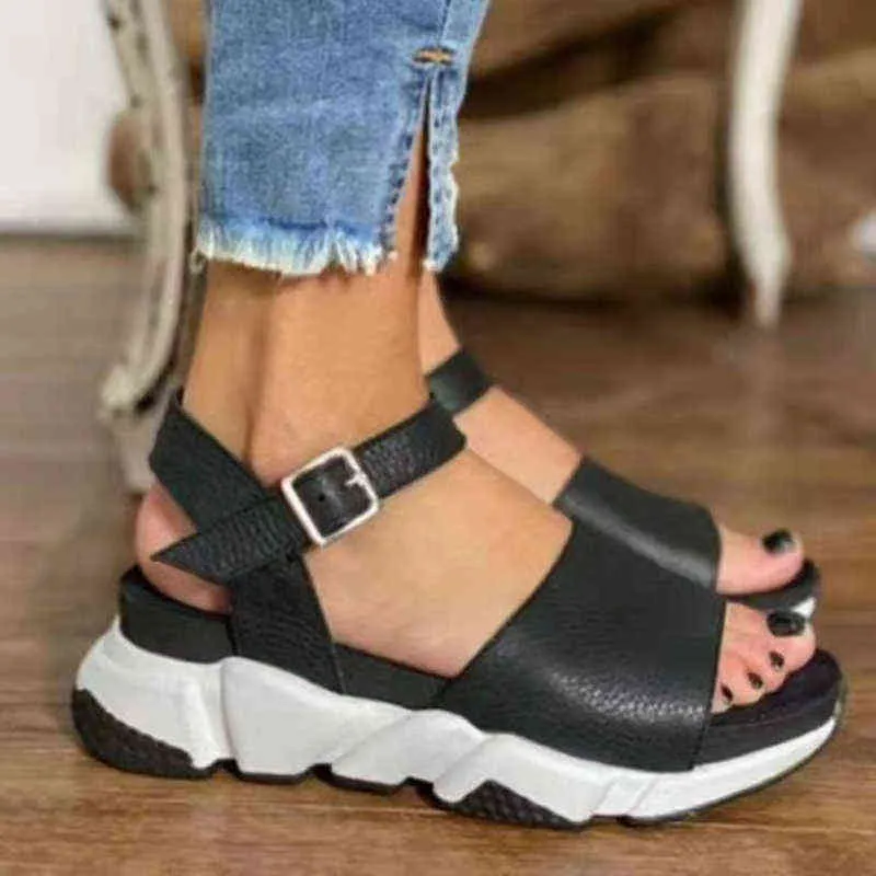 Sandálias de leopardo para mulheres de verão atikota elegante ao ar livre tornozelo tênis sapatos casuais senhora sandália de tamanho grande 2022 novo y220426