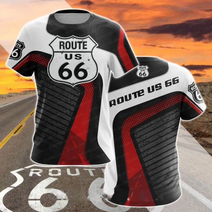 Vintage Custom Motorcycle T Shirt Men Race Car Fashion America Route 66 Letters Printed O Collared Tshirt Oversize Tshirt 220526