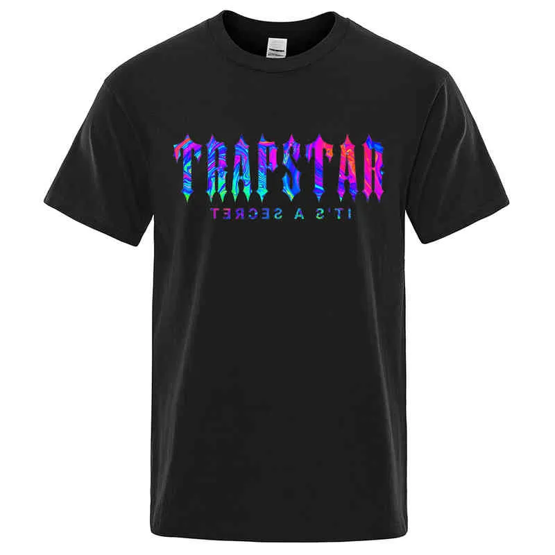 Trapstar London Y2K в стиле печатные футболки Men Street Cotton O-образный выстрел негабаритная футболка летняя дышащая бренда футболка