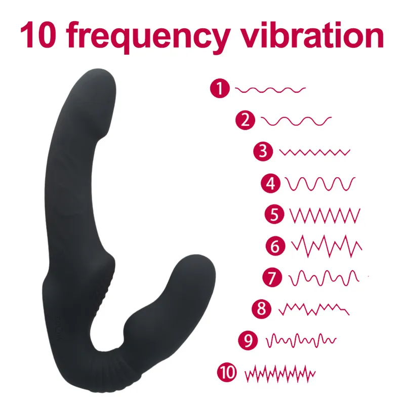 10 prędkości bez ramiączek wibrator dildo Dildo Kobieta podwójnie wibracja g plot zabawki dla dorosłych dla kobiet para masażer prostaty anal 220817