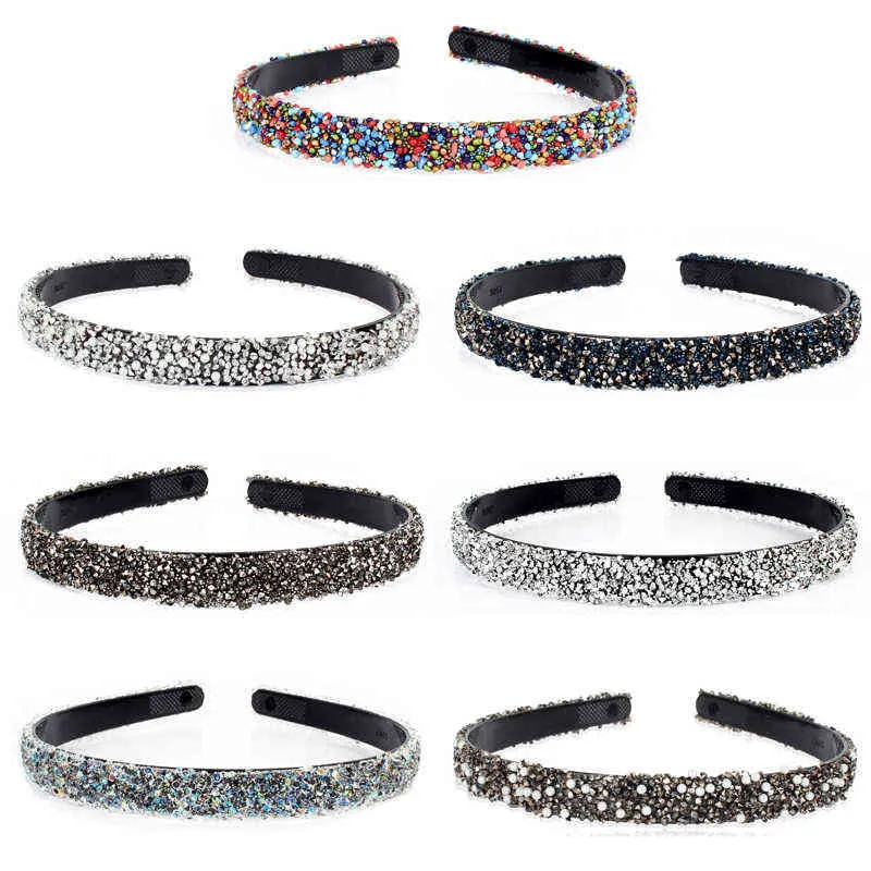 Luxury Pearl Rhinestone Headband Mode Tunna Sparkly Rainbow Crystal Tänder Hårband För Kvinnor Tjej Hårhopp Hår Tillbehör AA220323