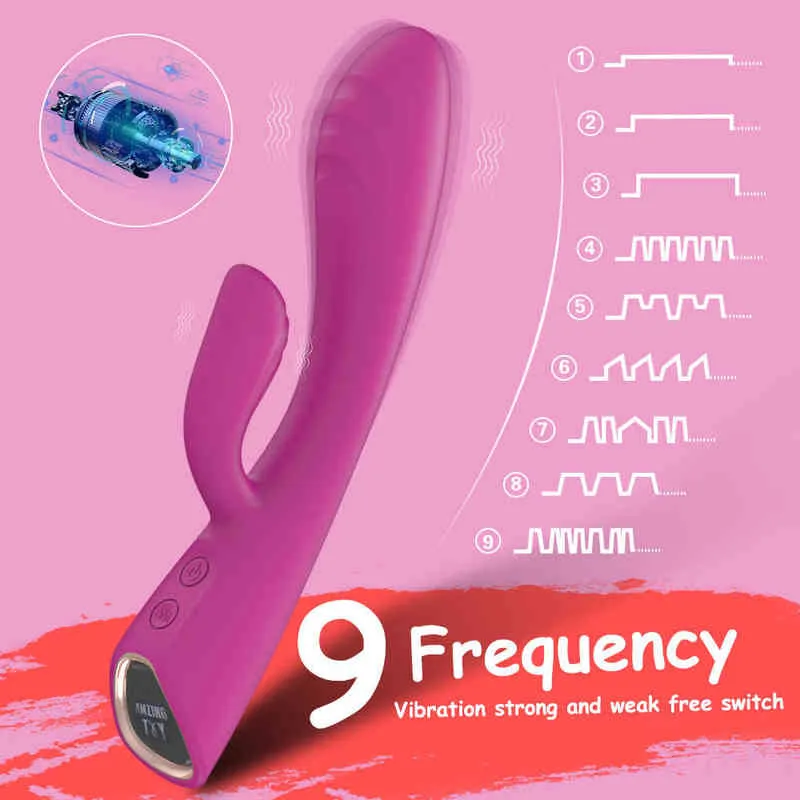 Nxy vibratorer uppvärmd mini kanin vibrator vuxen multi frekvens vibrerande tunga slickande massage av pinne kvinna dildo 0407