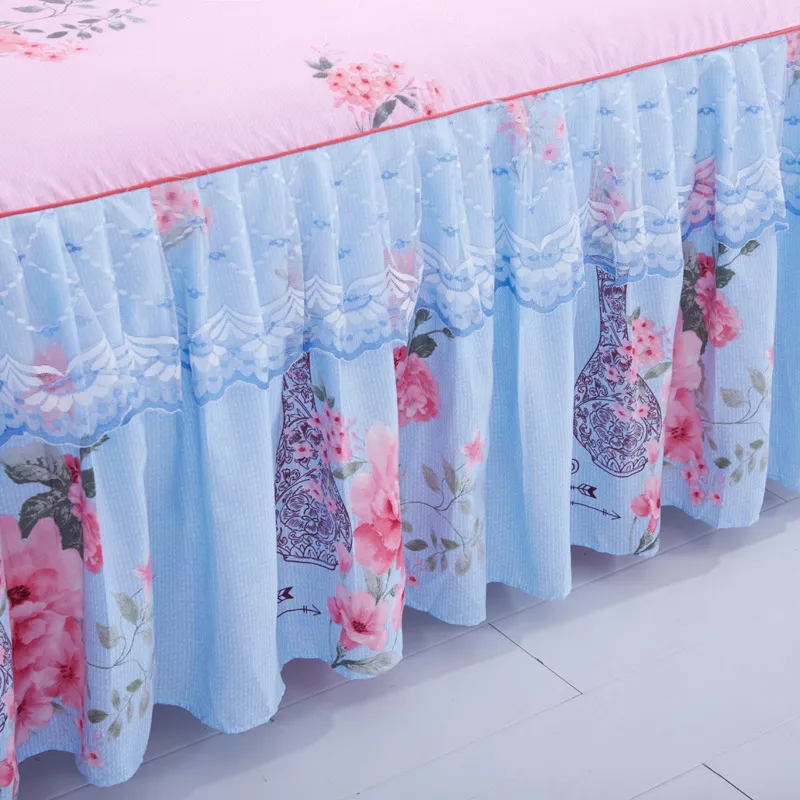 Sanding Lace Bedspread Fashion Queen Bed Skirt Thickened Fitted Sheet Two-Layer Single Double Bed Dust Ruffle 220623