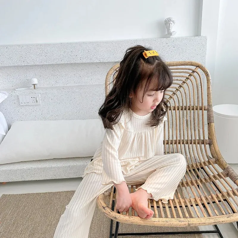 女の赤ちゃんパジャマスーツ春秋のカジュアルスリープウェア子供の韓国スタイルの服セットキッズホームウェア服220706