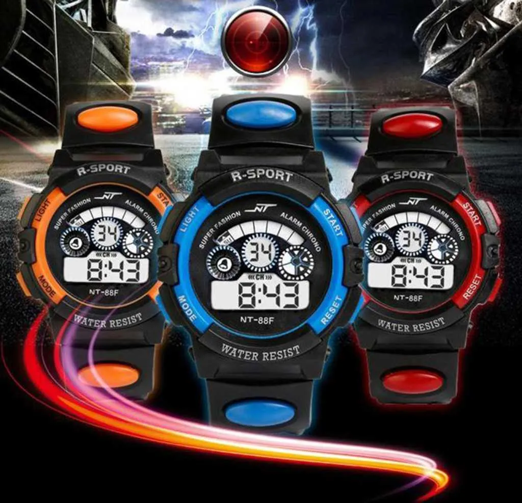 Mens Boy's Sports Uhr LED Digitaluhren Für Männer Glasschieber 30m Wasserdichte Silikonband Armbanduhr Alarm