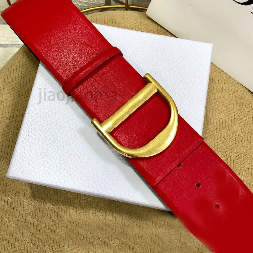 7V Designer Belts Women Luxury Belt 7CM Width Smooth Buckle Fashion For Genuine Leather Gold Famous Brand Black Red Colour Male Wa219c