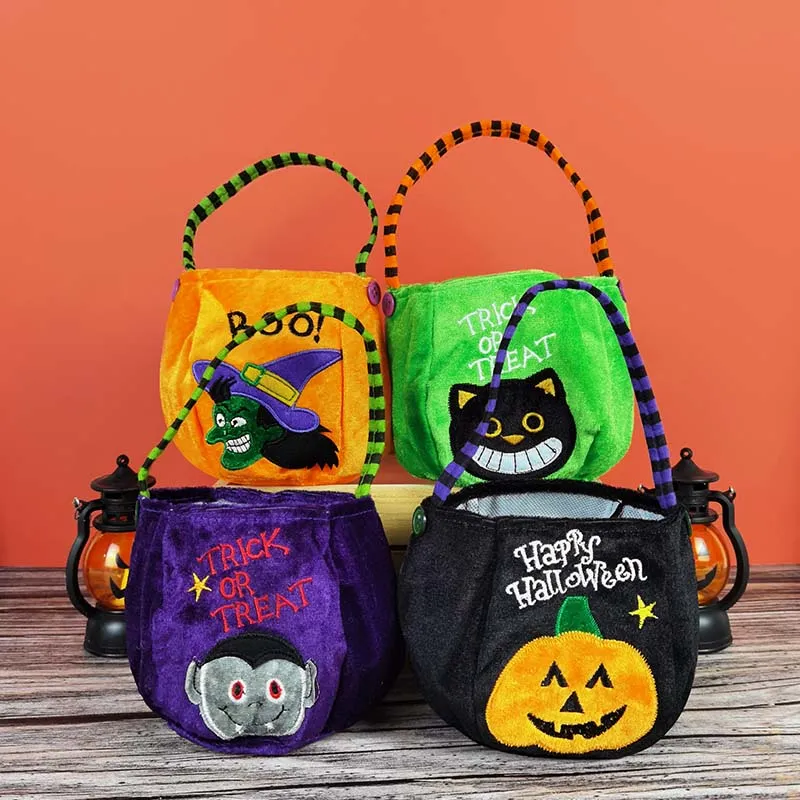 Cadılar Bayramı Partisi Kids Pumpkin Hile veya Tedavi Tote Çanta Şeker Çantası Cadılar Bayramı Şeker Depolama Kepçesi Taşınabilir Hediye Sepeti