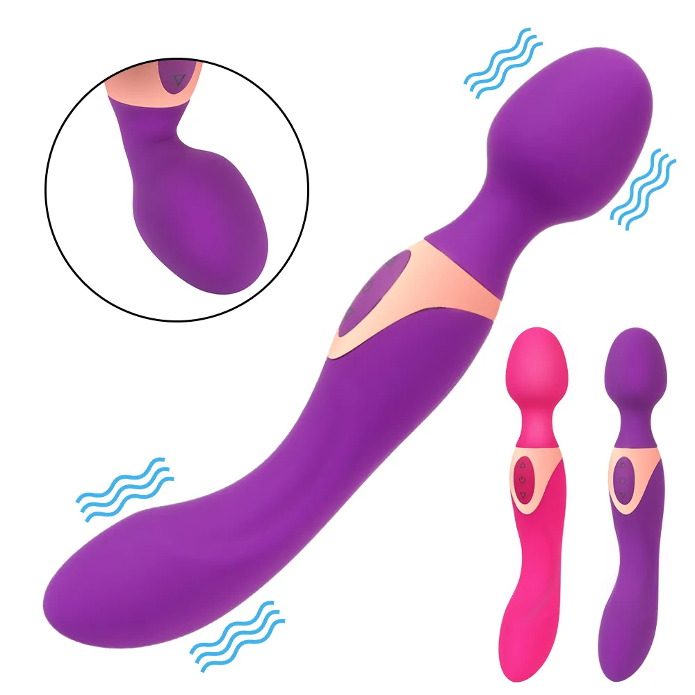 Magic Wand Body Massager kraftfulla stora vibratorer för kvinnor dubbelhuvudchock 10 hastigheter sexig leksak för kvinna klitoris stimulerar