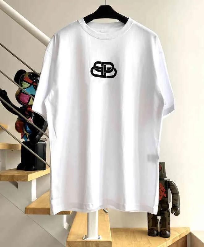 2022 Бренд Классическая футболка Blac и рубашки Polo High версия B Семейство 22SS Новый штопок для печати с коротким рукавом мужская и женская такая же повседневная