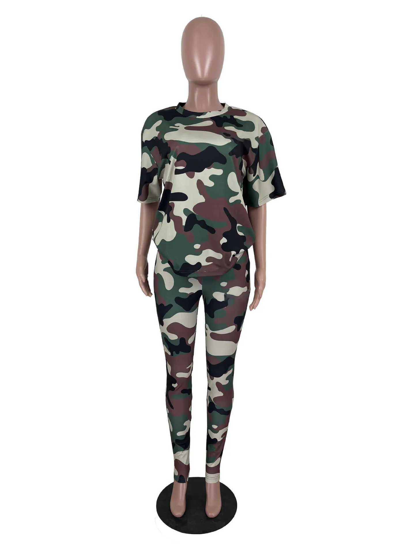 2022 plus size s-4xl Designer de verão feminino feminino traje tracksuits de camuflagem roupas de manga curta shorts de camiseta de 2 peças de 2 peças