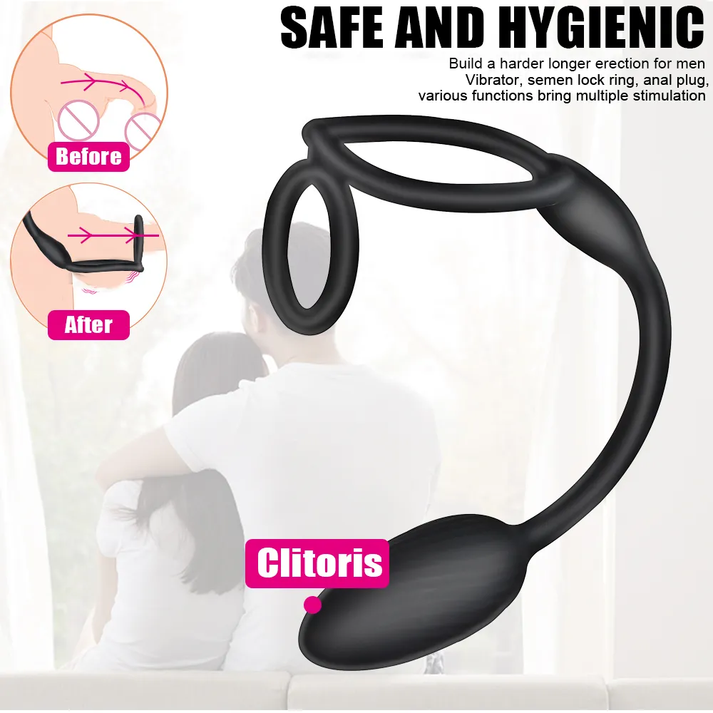 2 IN 1 Penis Ring Anal Plug Vibrators For Men Prostate Massager Male Masturbator Women Butt Dilator Wireless sexy Toys Couples