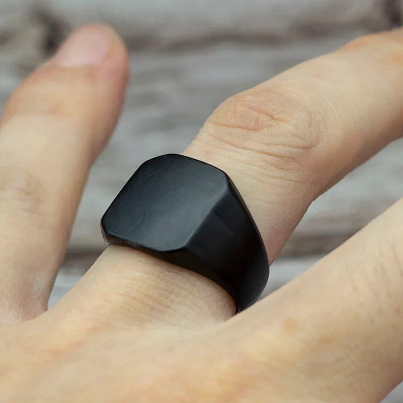 Fashion Simple Style Black Square Ring Classic Wedding Engagement Jewelry 220719