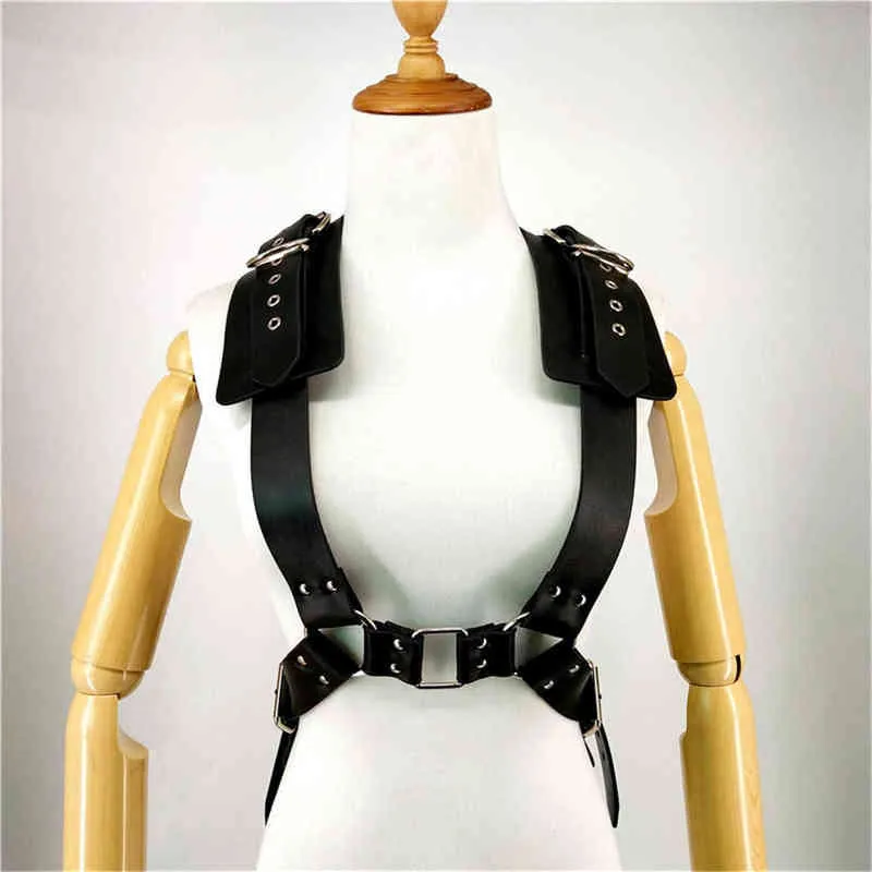 TRODEAM Men039s Leather Chest Harness Bondage Belt Gay Punk Male Belt Straps Half Body Chest Shoulder Belts Fetish Bdsm Suspend1024022