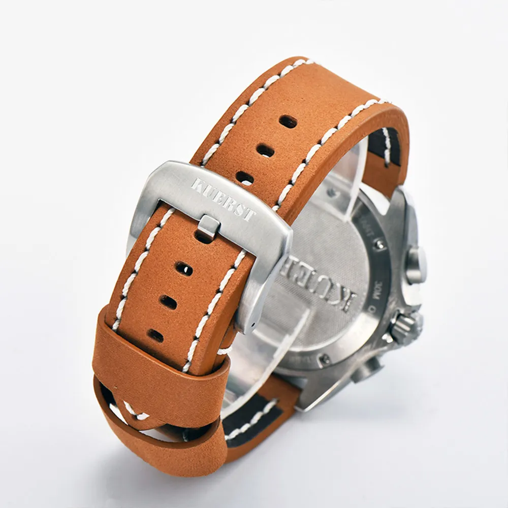 Relógio casual masculino pulseira de couro luminosa impermeável safira data automática multifuncional cronógrafo quartzo watch292s