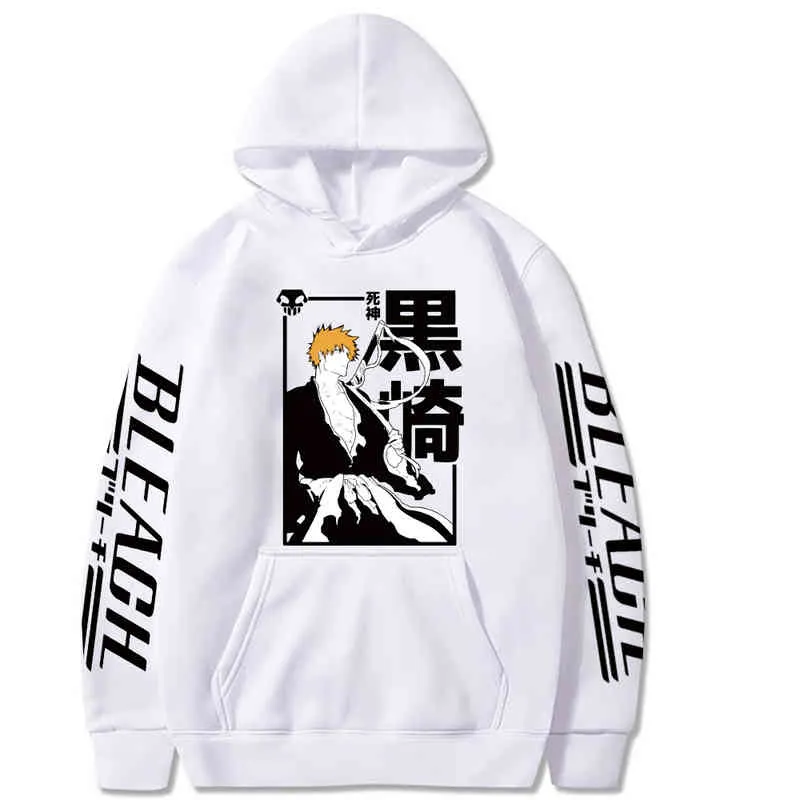 Felpa con cappuccio Anime Bleach Kurosaki Ichigo Felpe stampate Pullover sportivo casual da uomo e da donna