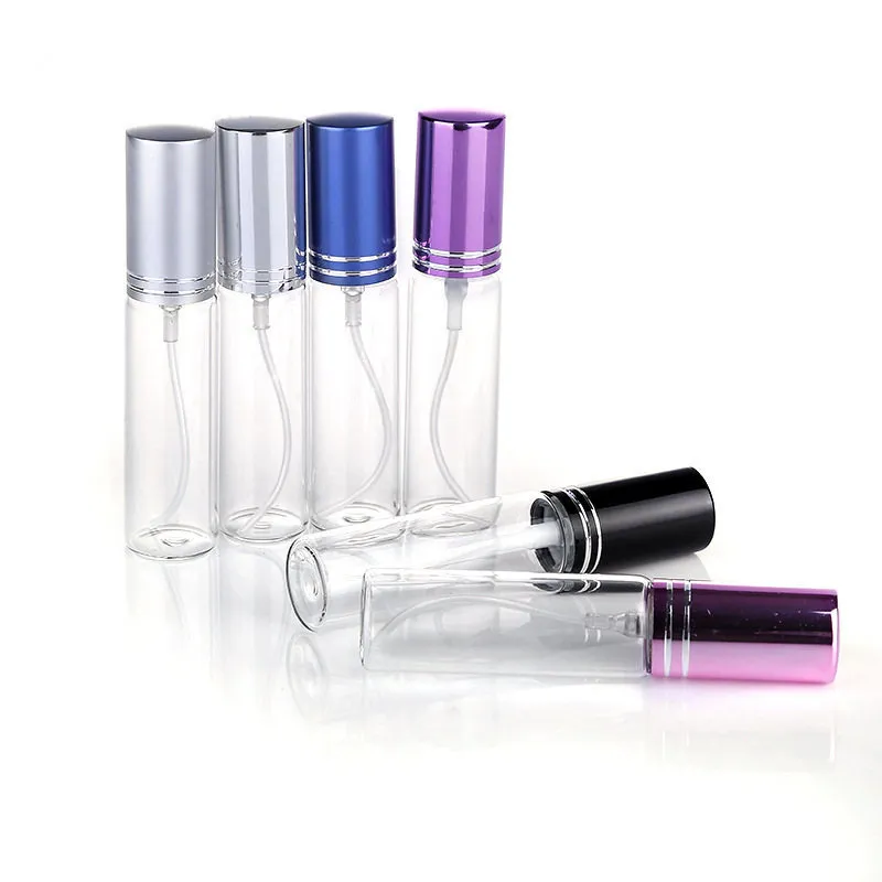 20 unids / lote 5 ml 10 ml botella de perfume de vidrio portátil de viaje botellas de spray muestra contenedores vacíos atomizador mini botellas recargables 220711