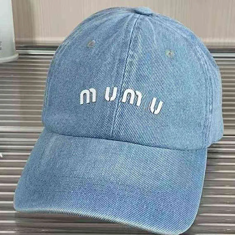 Miu Denim Baseball Cap Women Hip Hop Hat Letter Cap