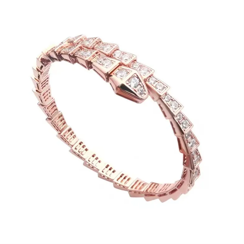 liefde bangle tennis designer sieraden damesarmband diamant mooie slang zilveren rosé gouden sieraden koperen plaat feest bruiloft cha3450