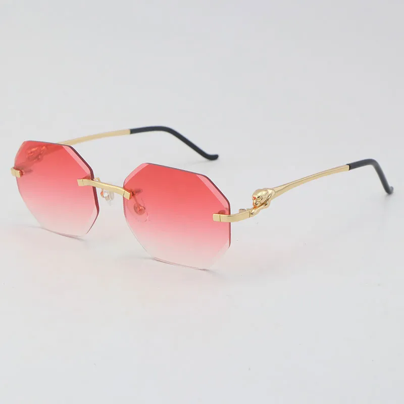 새로운 모델 디자이너 다이아몬드 컷 렌즈 금속 림리스 사각형 프레임 여성 안경 표지 표리 시리즈 광학 프레임 18K 골드 남성 및 FEMA240K