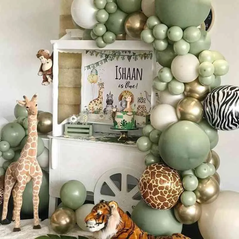 Dschungel-Safari-Geburtstags-Party-Ballon-Girlande-Arch-Kit-Konfetti-Latex-Ballone für Kinder-Geburtstagsfeier-Baby-Dusche-Dekorationen G220419