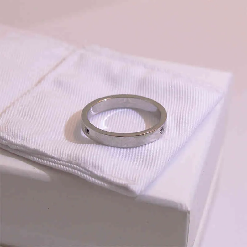 Novo três anel de diamante a anel de titânio aço 18k ouro rosa de ouro simples incrustado casal de casais largo e estreito Dia dos Namorados Presente9524114