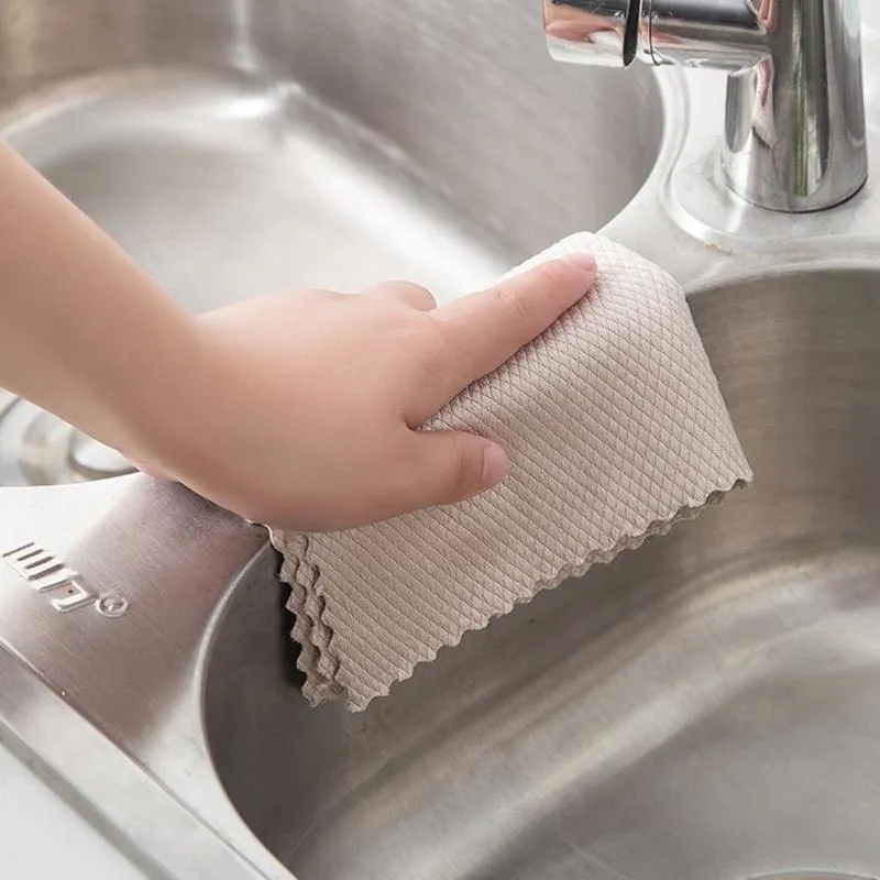 Efficient Microfiber Fish Scale Wipe Cloth Antigrease Wiping Rag Super Absorbent Home Washing Dish Kitchen Cleaning Towel 220727