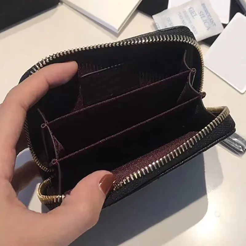 2022 new high-end custom zipper luxury ladies coin purse caviar leather casual fashion card holder card holder2545