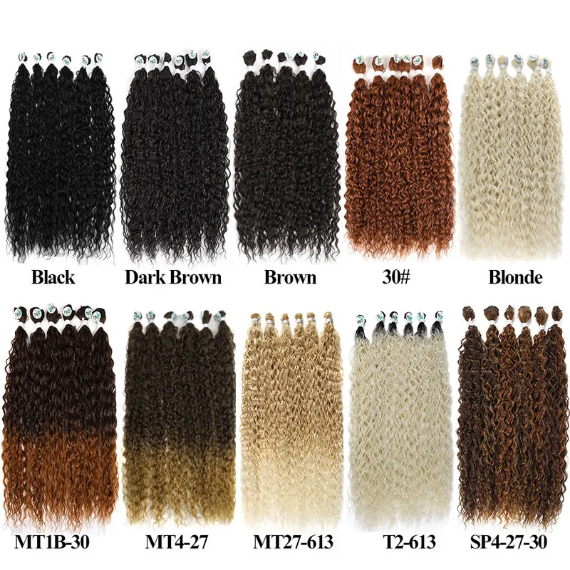 Fasci di capelli ricci crespi Estensioni dei capelli sintetici Biondi Fasci di tessuto capelli a due tonalità di colore spessi 300 g le donne 220622