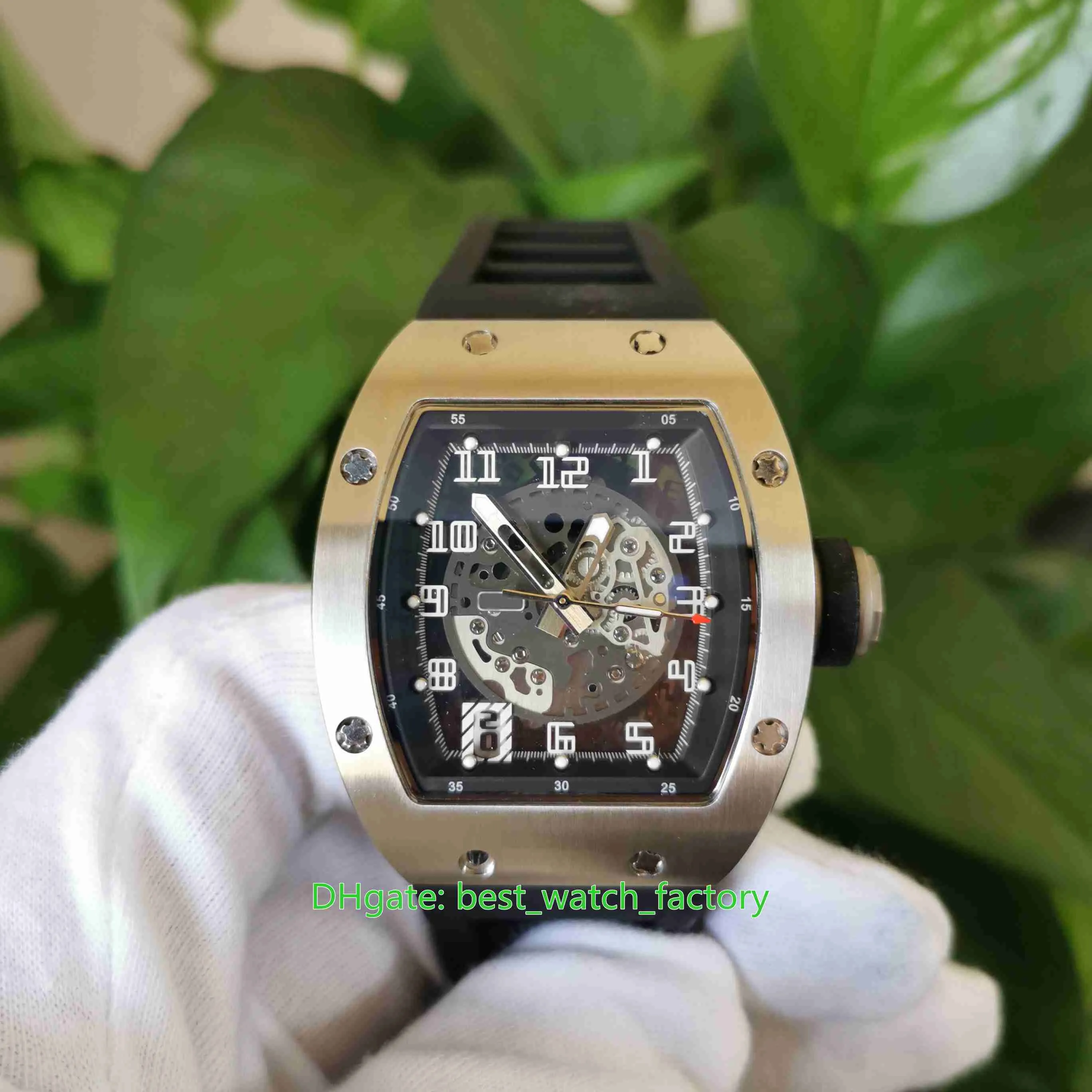 Venta de relojes de alta calidad 39 3 mm x 48 mm RM010 AG RG-271 EXTRA PLANO Esqueleto Acero inoxidable Transparente Mecánico Automático 300f