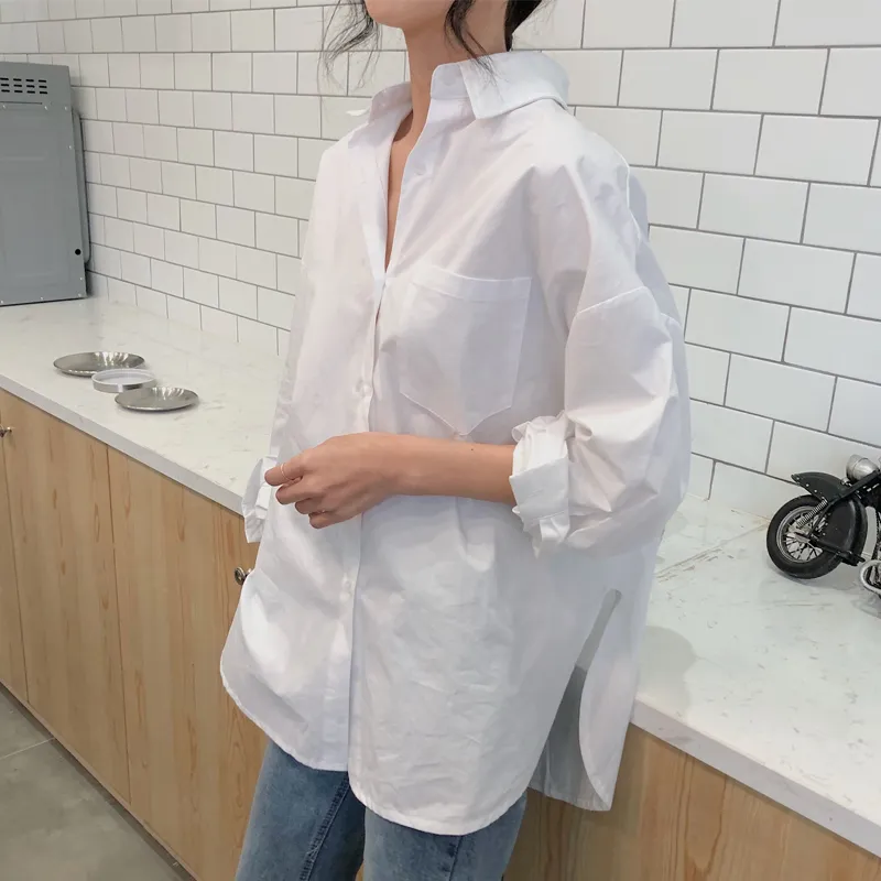 Women White Shirt Cotton Spring Autumn Vintage Ladies Tops Long Sleeve Casual Turn-down Collar Women's Loose Blouses 11456 220407