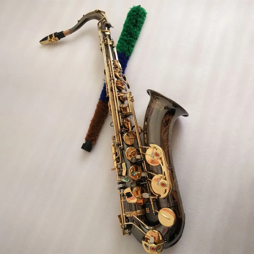 Czarny złoty oryginalny 901 Model BB Profesjonalny tenor saksofon czarny nikiel złoty materiał Sakso -Jazz Instrument