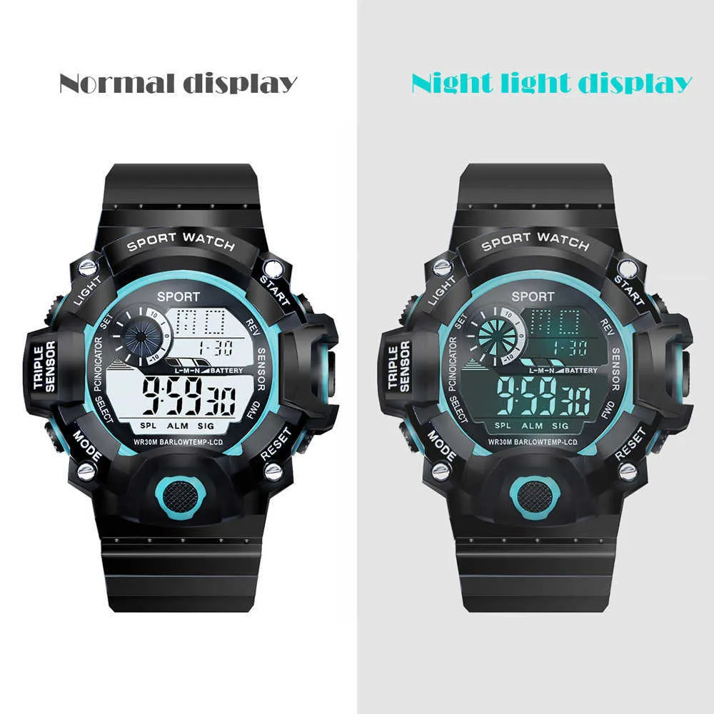 Montre électronique de Sport pour hommes, multifonction, grand écran, Sport, Ultra mince, Business, acier inoxydable