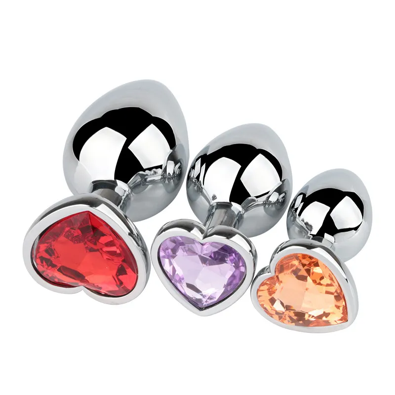 Plugue de metal em forma de coração Toys sexy Sexy Stainless Smooth Butt Plug Crystal Jewelry Trainer para Womenman Anal Dildo6086589