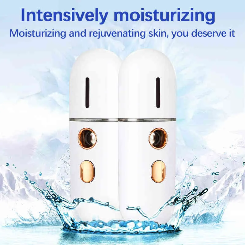 Mini Face a vapor de umidificador recarregável USB Nano Nebulizador portátil Spray frio hidratante Instrumentos de beleza Ferramenta de cuidados com a pele 220507