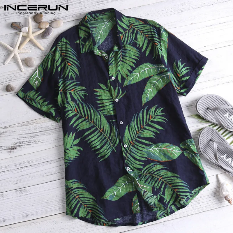 Summer Hawaiian Red Shirts Tropical Shirts Floral Men Tops Casual Shirt Short Sleeve Cotton Button Chemise Loose Vacation Beach 220812