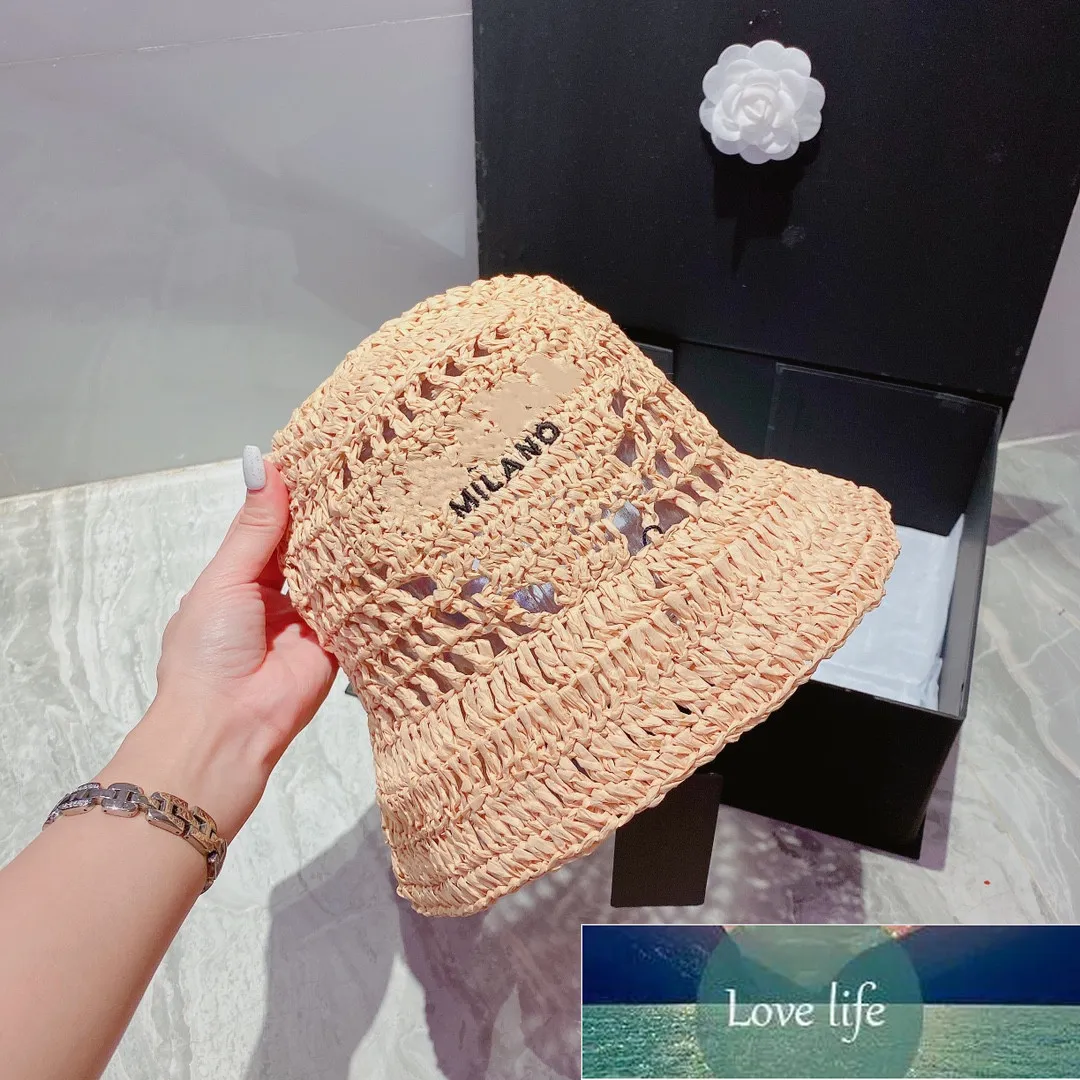 All-Match Bucket Hats Embroidery Hat Straw Hollow out with Logo Seaside Vacuum Quality Hand Woven