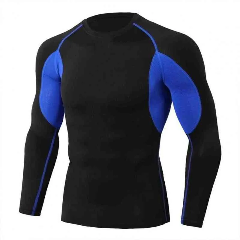 Fitness T shirt for Men Tee Top Quick Dry Polyester Long Sleeve Sports Fitness T-shirts Men Slim Pullover Tops L220704