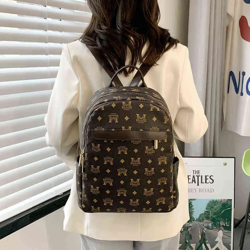 Backpack Primed Printed Women's 2022 New Leisure Grand capacité Travel Sac à dos Polylow