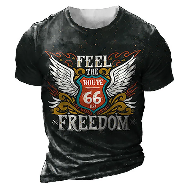 Summer Vintage US Route 66 T camicie T uomini Stampa 3D tops allentati magliette rotonde manica corta maglietta comoda uomo abbigliamento 220607