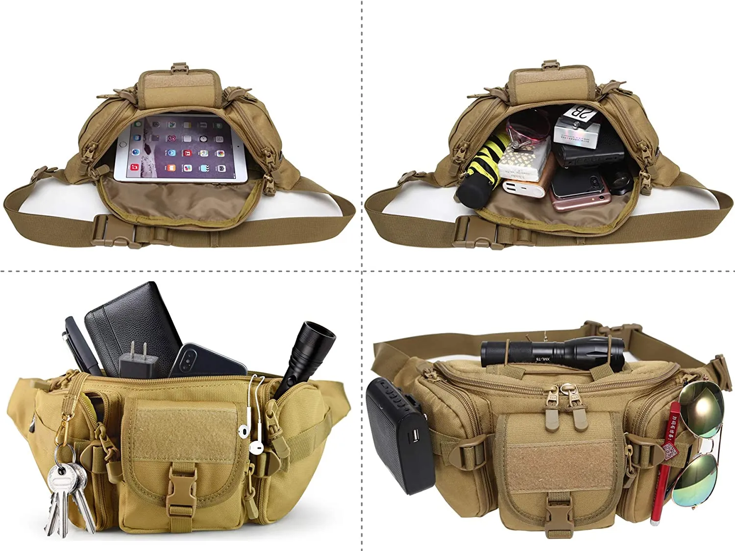 Military Bag Tactical Waist Bag Sports Outdoor Large Capacity Waterproof Riding Travel Running Multi Function Chest Bag