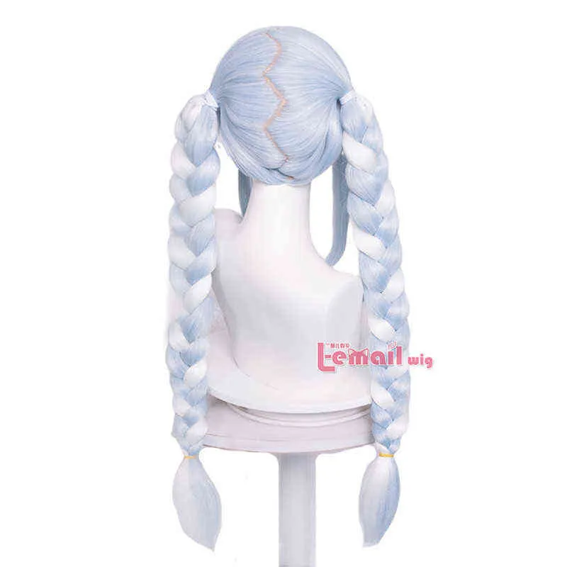 L-EMAIL WIG HOLOLIVE USADA PEKORA COSPLAY WIGS YOUTUBER WIG LONG BRAIDE HAIR PONYTAIL BLUE YET耐性合成220505