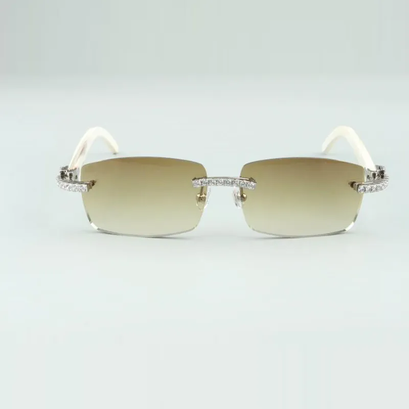 Endlose Diamond Buffs-Sonnenbrille 3524012 mit naturweißen Hörnern und 56-mm-Linse298P