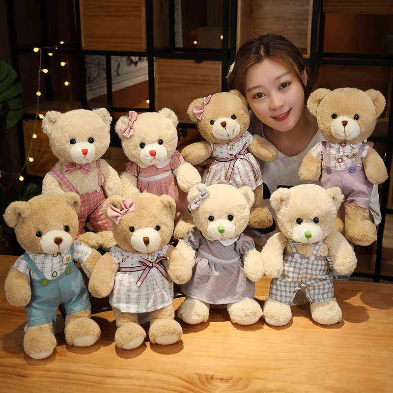 Pc cm Kawaii Paar Teddybär Plüschtier schön mit Rock Kissen süßes Geschenk für Liebhaber Mädchen Kinder Valentinstag Geschenke J220704