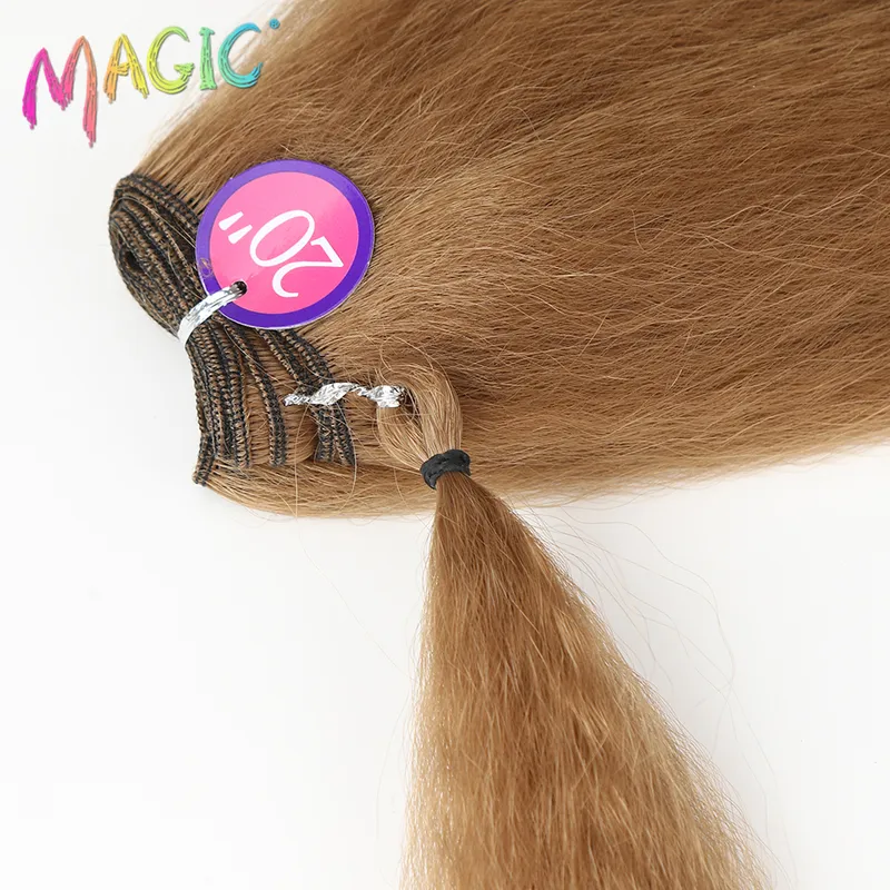 Magic Synthetic Hair Extension Yaki Rechte Haar Weven 18-22 inch Beauty Pure Color Golden For Women Cosplay 220615