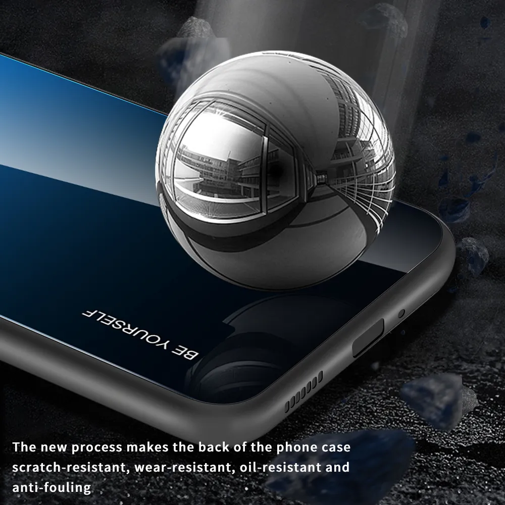 Étuis en verre trempé pour Samsung Galaxy S20 S21 FE S10 S9 S8 Note 20 Ultra 10 Plus 9 8 Gradient Painted Cover Cadre en silicone