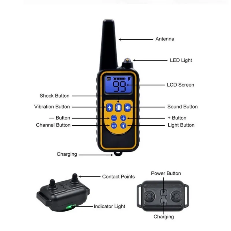 Collare cani 800 m Collare addestramento cani Telecomando animali domestici Impermeabile Ricaricabile suoni di vibrazione di tutte le dimensioni 40% di sconto 220812